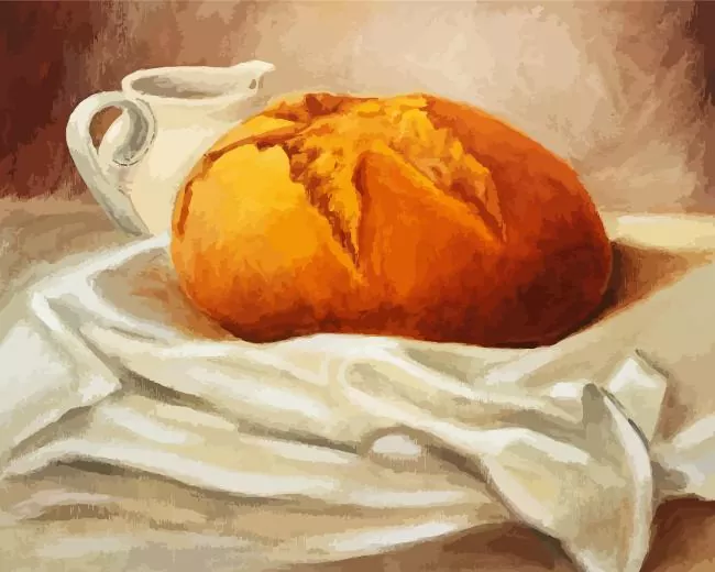 bread and milk art Diamond With Numbers Bread And Milk Art Diamond Painting