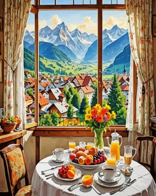 breakfast in mountains Diamond Paints Breakfast In Mountains Diamond Painting