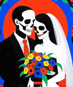 Bride And Groom Skulls Art Diamond Painting