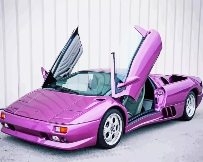 bright purple car Diamond With Numbers Bright Purple Car Diamond Painting