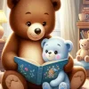 Brown Teddy Bear Reading A Story Diamond Painting
