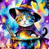 Cat Witch Art Diamond Painting