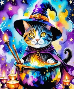 Cat Witch Art Diamond Painting
