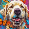 Colorful Dog With Butterflies Diamond Painting