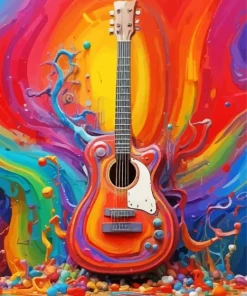 Colorful Electric Guitar Splash Diamond Painting