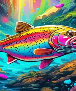 Colorful Rainbow Trout Diamond Painting