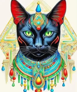 Cool Egyptian Black Cat Art Diamond Painting