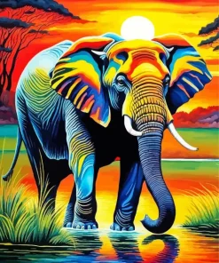 Cool Elephant And Sunset Diamond Painting