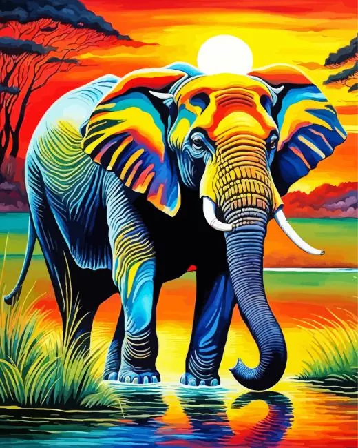 cool elephant and sunset Diamond Dotz Cool Elephant And Sunset Diamond Painting