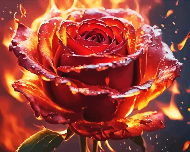 cool fire rose art Diamond Paints Cool Fire Rose Art Diamond Painting