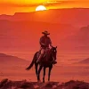 Cowboy Riding Into Sunset Diamond Painting