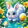 Cute Easter Lilies And Bunny Diamond Painting