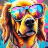 Dog Wearing Colorful Glasses Diamond Painting