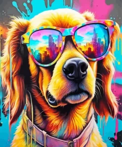 Dog Wearing Colorful Glasses Diamond Painting