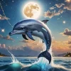 Dolphin And Moon Art Diamond Painting