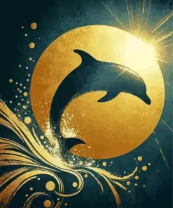 Dolphin Silhouette Art Diamond Painting