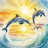Dolphins Jumping Out Of Water Diamond Painting