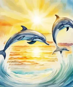 Dolphins Jumping Out Of Water Diamond Painting