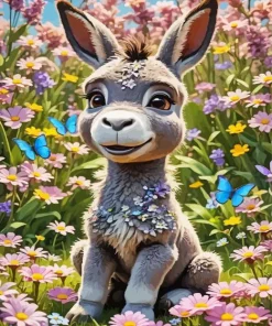 Donkey Flowers Art Diamond Painting