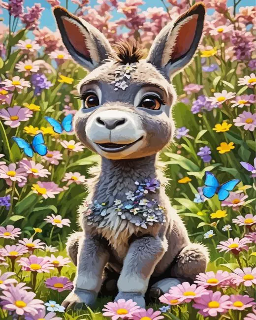 donkey flowers art Diamond Paints Donkey Flowers Art Diamond Painting