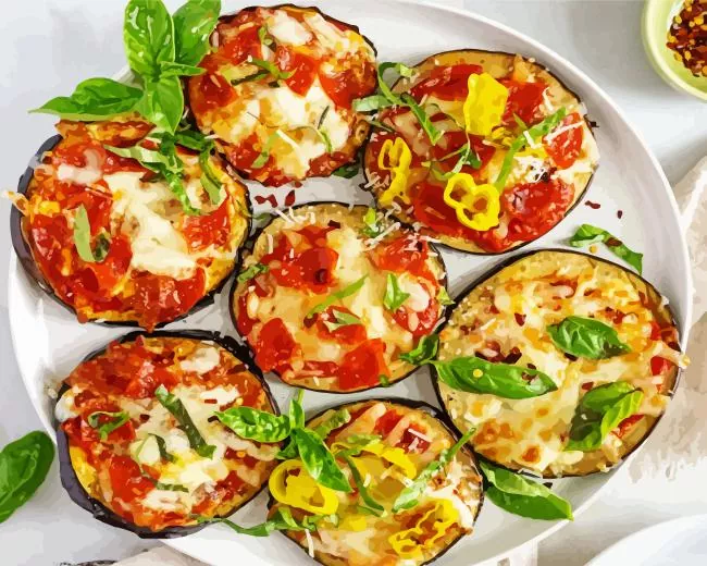 eggplant pizza Diamond By Numbers Eggplant Pizza Diamond Painting