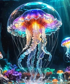 Electric Jellyfish Animal Art Diamond Painting