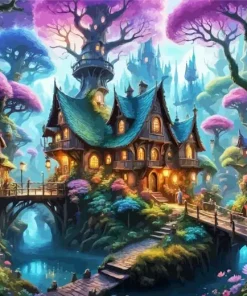 Enchanted Forest House Art Diamond Painting