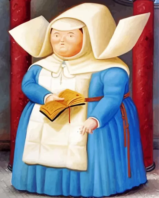 fat nun art Diamond With Numbers Fat Nun Art Diamond Painting
