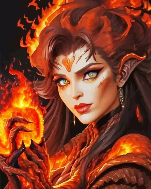 female lava elemental art Diamond With Numbers Female Lava Elemental Art Diamond Painting