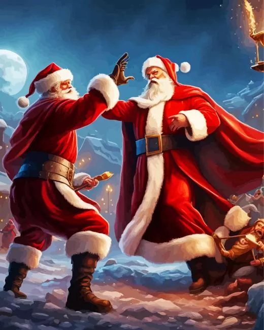 fighting santa art Diamond With Numbers Fighting Santa Art Diamond Painting