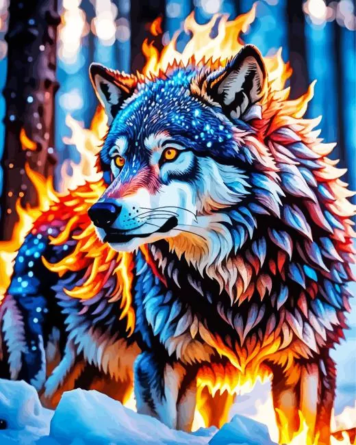 fire and ice wolf Diamond Paints Fire And Ice Wolf Diamond Painting
