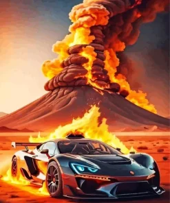 Fire Car Art Diamond Painting
