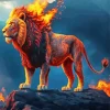 Fire Lion Animal Diamond Painting