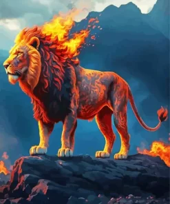 Fire Lion Animal Diamond Painting