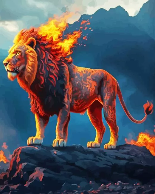 fire lion animal Diamond Paints Fire Lion Animal Diamond Painting