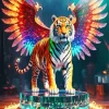 Fire Tiger With Colorful Wings Diamond Painting