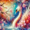 Floral White Swan Diamond Painting