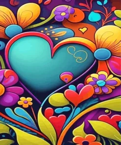 Folk Art Flowers And Heart Diamond Painting