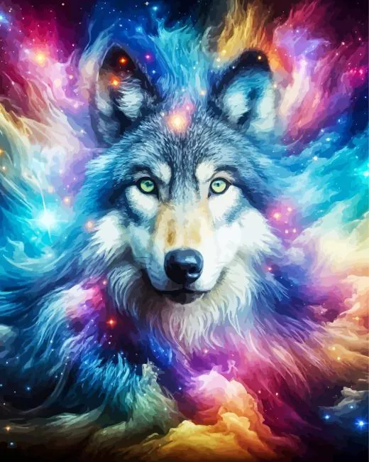 galaxy wolf art Diamond By Numbers Galaxy Wolf Art Diamond Painting