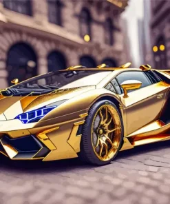 Golden Lamborghini Diamond Painting