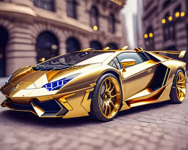 golden lamborghini Diamond Paints Golden Lamborghini Diamond Painting