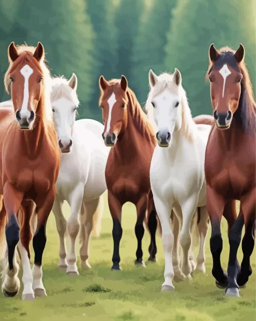 herd of horses Diamond Paintings Herd Of Horses Diamond Painting