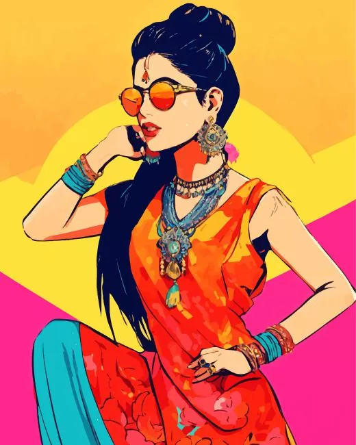 indian girl pop art Diamond Paintings Indian Girl Pop Art Diamond Painting