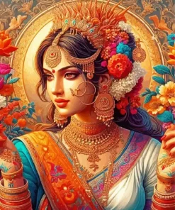 Indian Lady Folk Art Diamond Painting