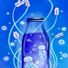 Jellyfish In Bottle Art Diamond Painting