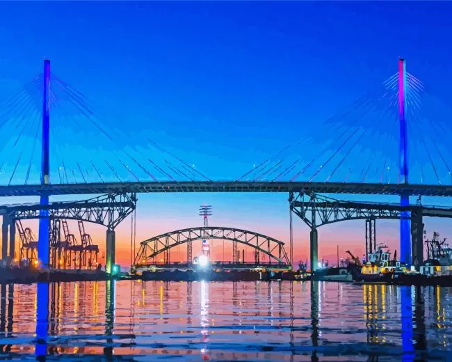 long beach ca bridge Diamond With Numbers Long Beach CA Bridge Diamond Painting