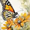 Monarch Butterfly on Flowers Diamond Painting