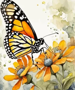 Monarch Butterfly on Flowers Diamond Painting