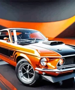 Orange Mustang Diamond Painting
