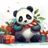 Panda Celebrating Christmas Diamond Painting